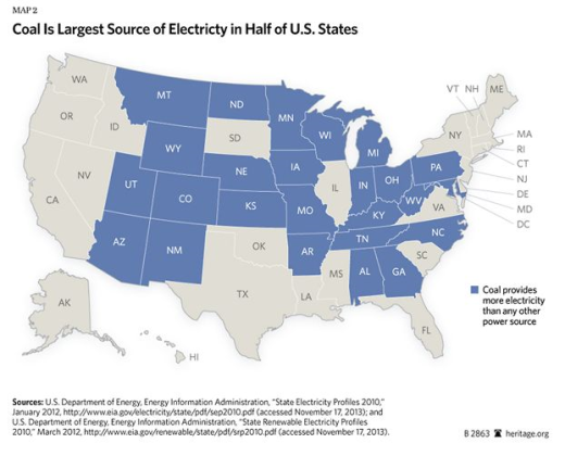 electricity from coal by state