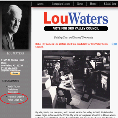 Waters has been endorsed by the police